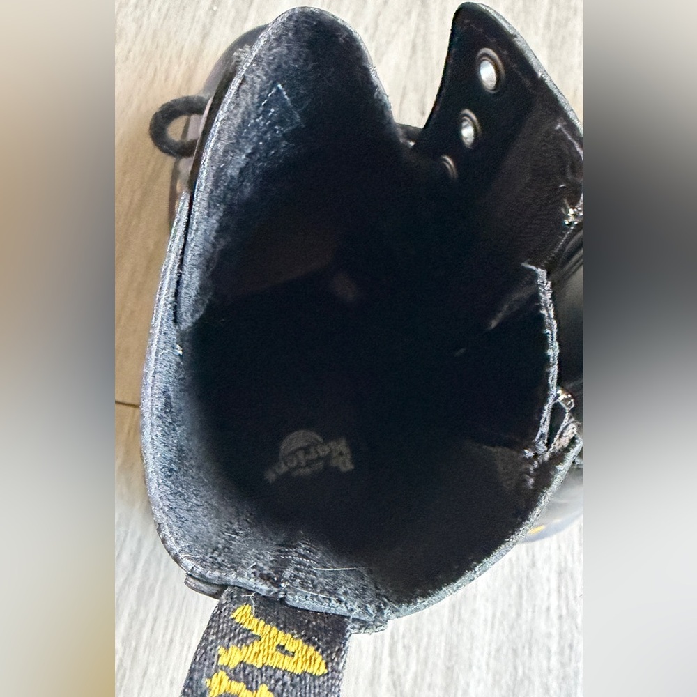 Dr. Martens Black Lace-Up Platform Boots with Yellow Stitching - Picture 4 of 11